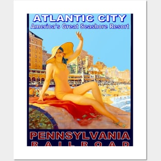 Atlantic City New Jersey Vintage Advertising Travel and Tourism Poster Print Posters and Art